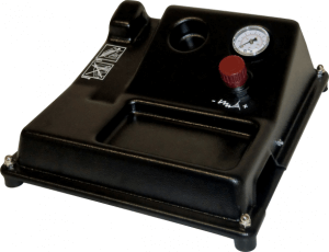 Ablagestativ mit Druckregler und Manometer für sicheres Platzieren der pneumatischen Reka Klebepistolen